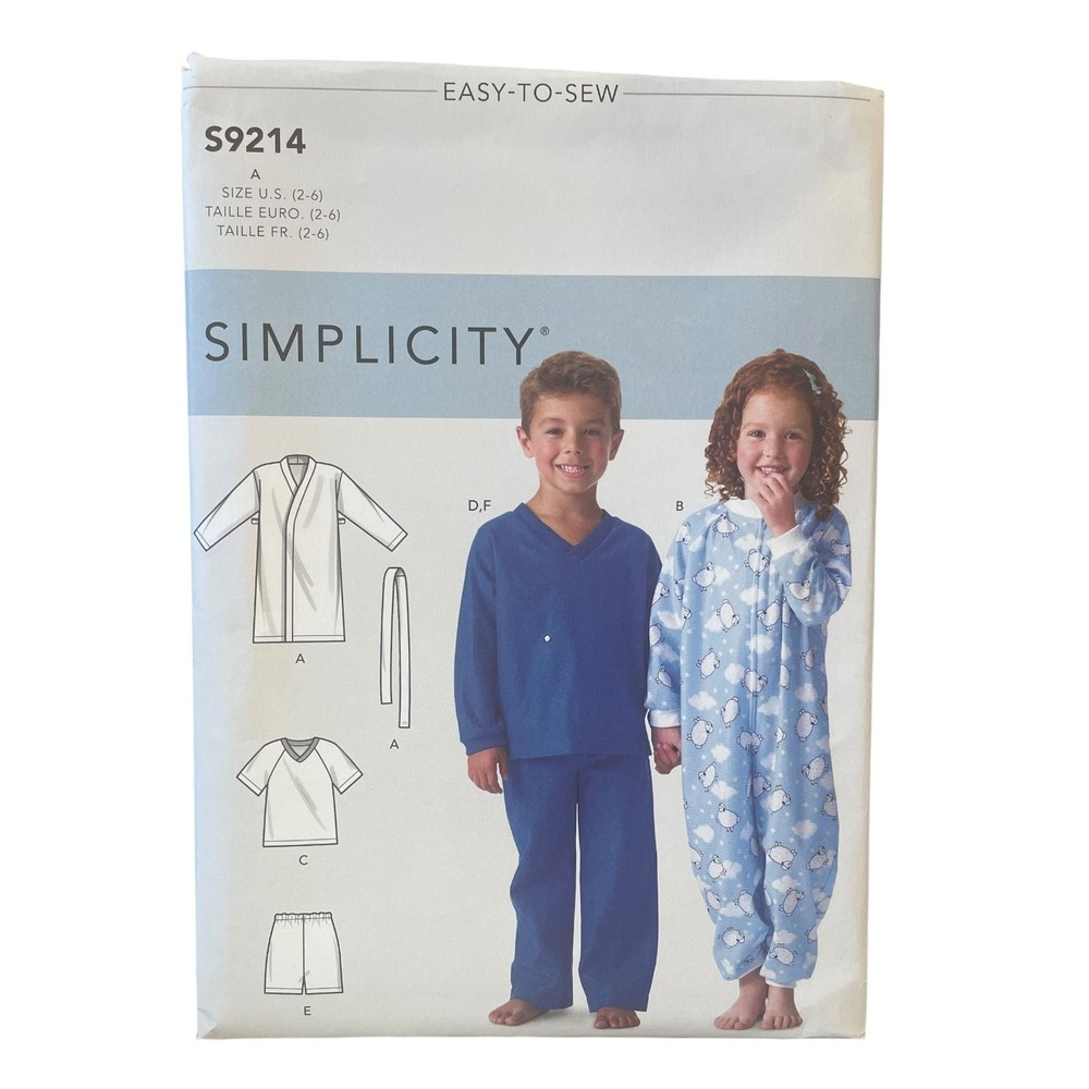 Simplicity S9214 Children's Cozywear Sewing Pattern Size 2-6 Easy UNCUT FF